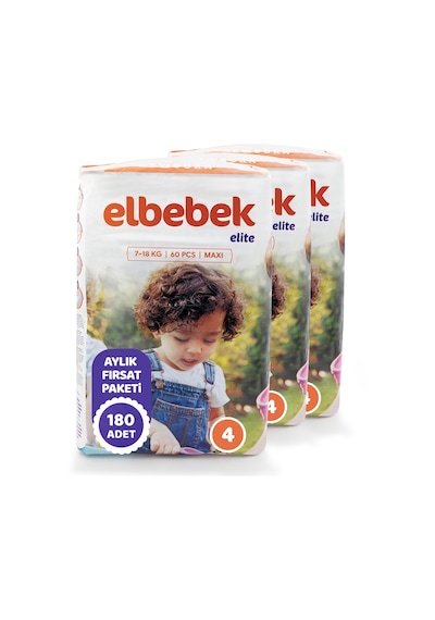 Elbebek Elite Bebek Bezi 4 Numara Maxi Fırsat Paketi 180 Adet 3'lü