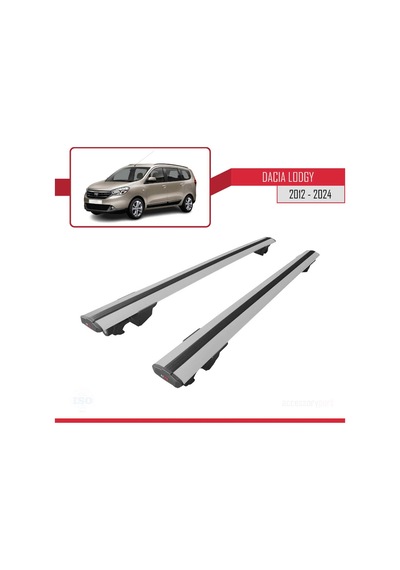 Dacia Lodgy J92 2012-2022 Arası Ile Uyumlu Hook Model Ara Atkı Tavan Barı Gri 2 Adet