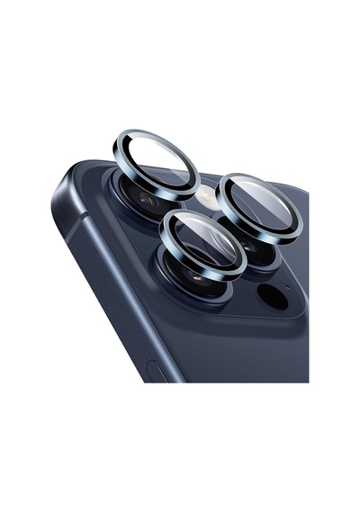 Apple Uyumlu iPhone 15 Pro Max Raze Metal Kamera Lens Koruyucu Lacivert