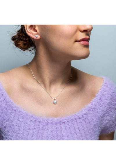 Madam & Matmazel Zirkon Taşlı Minimal Kalp Gümüş Set