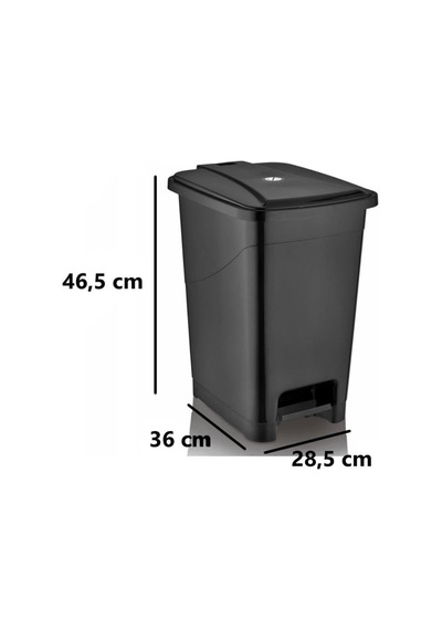 Omnipazar Srl-3029 Slim Pedallı Plastik Çöp Kovası İç Kovalı 25 Lt Siyah Çok Renkli