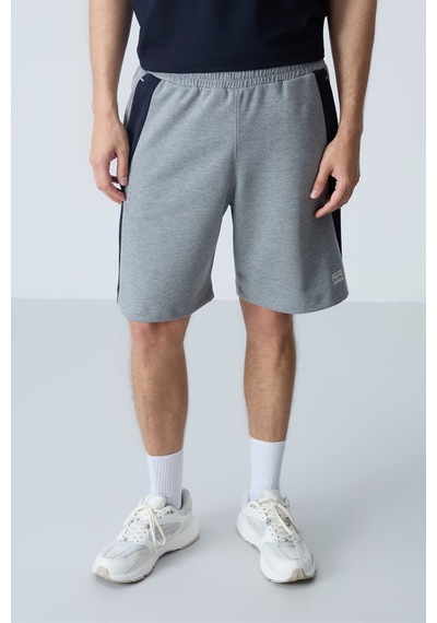 Air Jones Tommy Life Gri Melanj Pamuklu Kalın Yumuşak Dokulu Standart Fit Basic Erkek Şort - 81280 GRI MELANJ