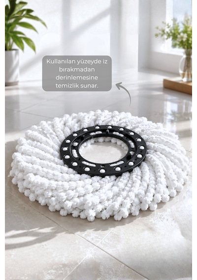 2'li Mikrofiber Mop Yedek Başlığı 26 Cm Döner Mop Uyumlu