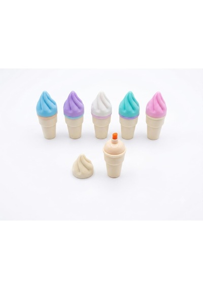 Külah Dondurma Tasarımlı 6'li Pastel Fosforlu Kalem Seti - Şeffaf Çantalı Kawaii Kırtasiye, Sevimli Okul Ve Ajanda İşaretleme Kalemleri