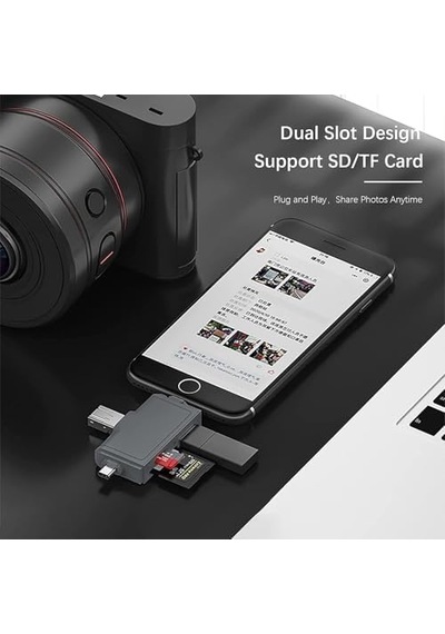 Otg Usb C Kart Okuyucu İphone Lightning Ve İpad İle Uyumlu, Type-c Girişli Sd Tf Multi Card Reader