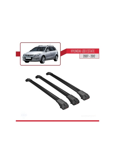 Hyundai İ30 Estate 2007-2012 Arası İle Uyumlu Ace-1 Ara Atkı Tavan Barı Siyah 3 Adet Bar