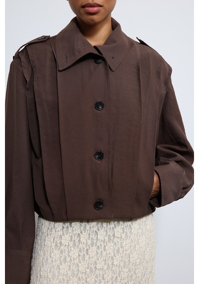 Antioch Pile Detaylı Dik Yaka Mont Kahve