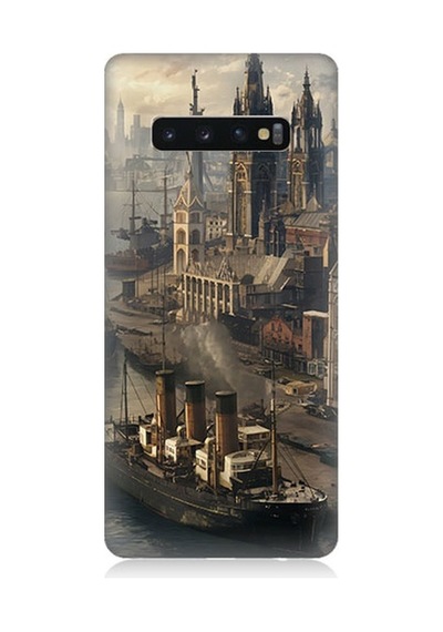 Samsung Galaxy S10 Uyumlu Liman Şehri Desenli Silikon Kılıf