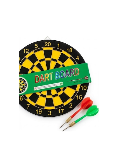 23 Cm Klasik Dart Tahtası Ve 2 Adet Metal Uçlu Ok Seti - Duvar Hedef Oyunu