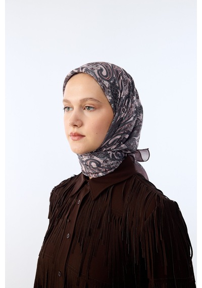Mirsoy Scarf Lavin Desen Eşarp Pudra