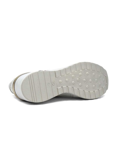 Kadın Beyaz Bağcıklı Dolgu Topuklu Deri Sneaker