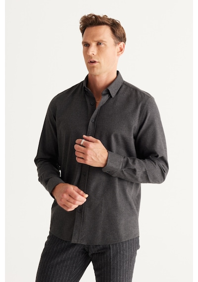 AC&Co / Altınyıldız Classics Erkek Antrasıt Recycle Slim Fit Dar Kesim Gizli Düğmeli Yaka Pamuklu Flanel Oduncu Gömlek Antrasit AC&Co / Altınyıldız Classics Erkek Antrasıt Recycle Slim Fit Dar Kesim Gizli Düğmeli Yaka Pamuklu Flanel Oduncu Gömlek Antrasit