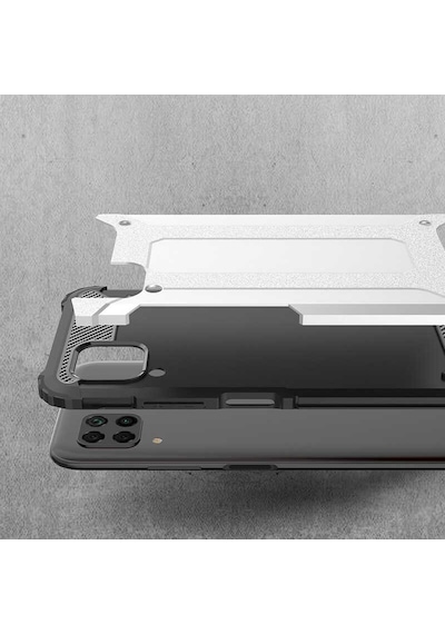Noktaks - Huawei Uyumlu Huawei P40 Lite - Kılıf Çift Katman Zırh Tank Crash Military Kapak - Siyah