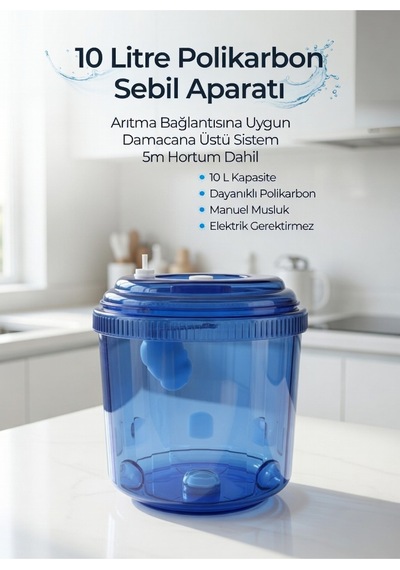 Sebil Üstü Arıtma Aparatı 10l Damacanaya Bağlanır Nsf Hortumlu Tak-çalıştır Sistem