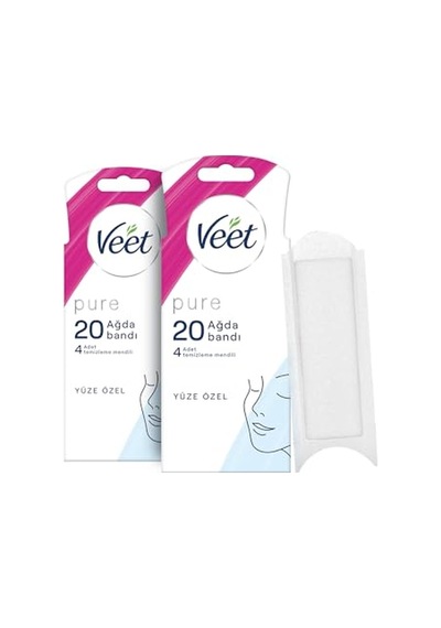 Veet Pure Hipoalerjenik Yüz Ağda Bandı, 2 X 20 Adet 10