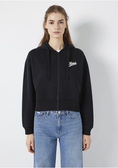 Mavi - Mavi Logo Baskılı Kapüşonlu Siyah Sweatshirt 1s10486-900 Siyah