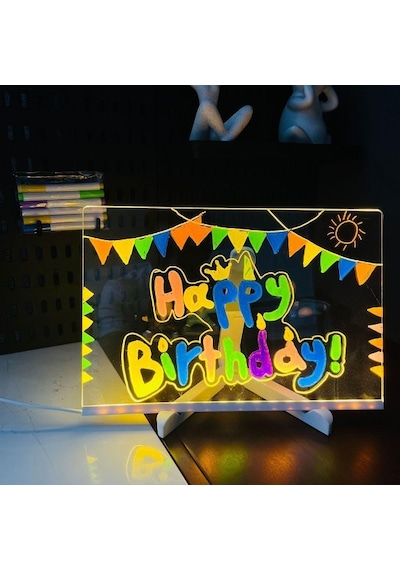 River World 20 Cm X 20 Cm Ebatında Küçük Boy Çizim Ve Yazı Tahtası Led Aydınlatmalı Diğer