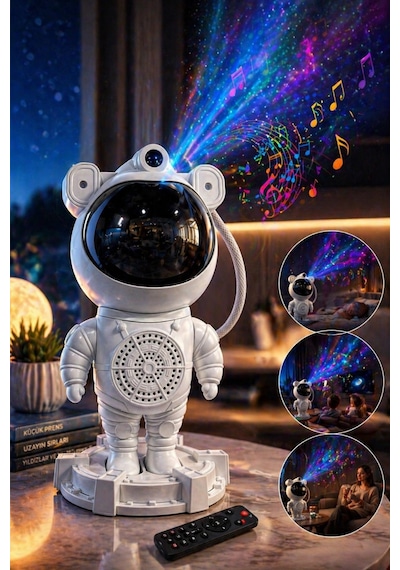 Glr Mxs-003 Uzay Astronot Gökyüzü Lazer Projeksiyon Ve Bluetooth Hoparlör Gece Lambası