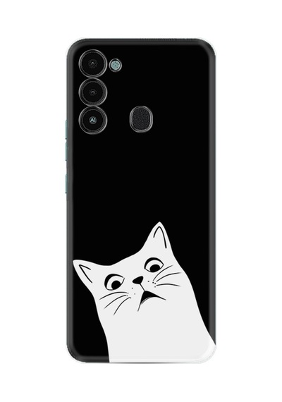 Tecno Spark 8c Kılıf Resimli Desenli Silikon Platinium Series Şaşkın Kedi 1900