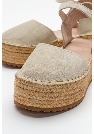 Luvishoes Viba Bej Süet Hakiki Deri Kadın Sandalet Bej