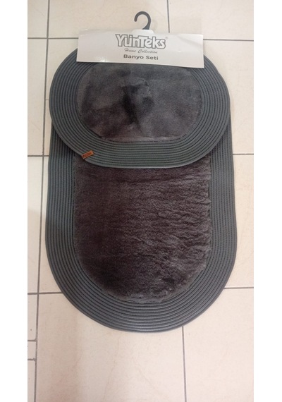 Rabbit Soft Hasır Dekoratif Klozet Takımı / Banyo Paspası / Modern / Şık /lüx / Banyo Halısı Antrasit