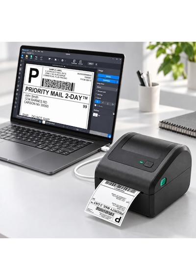 Aimo D450-bt Bluetooth Termal Etiket Yazıcı 203 Dpı 150 Mm/sn  Barkod Ve Qr Kod Usb Yazıcısı