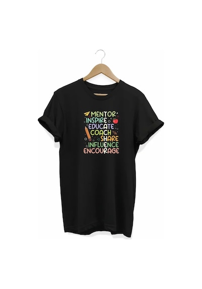 Efnaz Style 24 Kasım Öğretmenler Günü Hediye Temalı Oversize Bisiklet Yaka T-shirt - Siyah