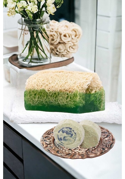 2'li Doğal Kabak Lifli Yüz Bakım Peeling Sivilce Akne Leke Temizleme Gerdirme Güzellik Seti