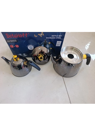 Çaydanlık Seti Siyah 1.0 + 2.5 Litre Betahoff Paslanmaz Çelik İndüksiyon Uyumlu Kapsül Tabanlı