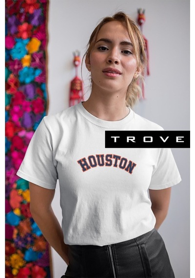 Noıssey Mavi Unısex Erkek Kadın Abd Houston Teksas Baskılı % 100 Pamuk T-shirt Abdteksashouston Beyaz