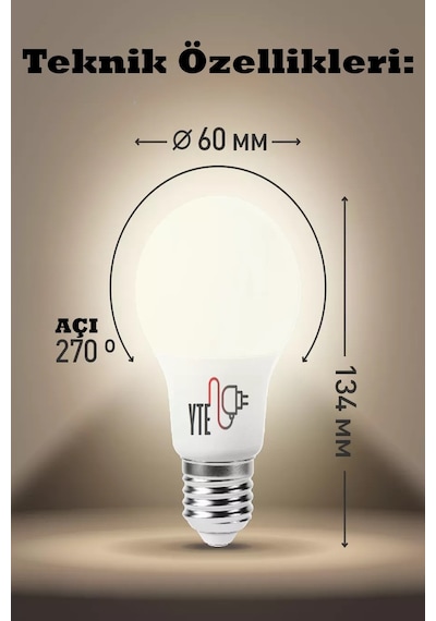 3200 K E 27 Sarı Led Ampul 9 W Yüksek Kalite Göz Yormayan Ampul