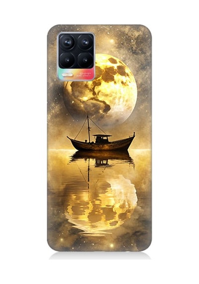 Realme 8 Uyumlu Ay Ve Tekne Desenli Silikon Kılıf