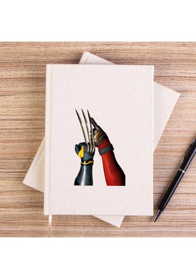 Deadpool Wolverine Poster Çizgisiz Kanvas Defter Krem