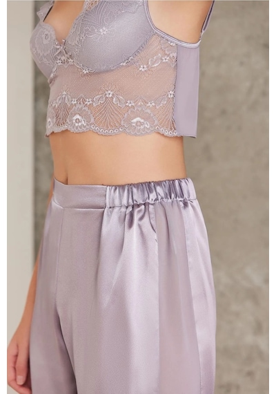 Pierre Cardin 7025 Kadın Royal 4'lü Saten Takım Gelin Set ROYAL