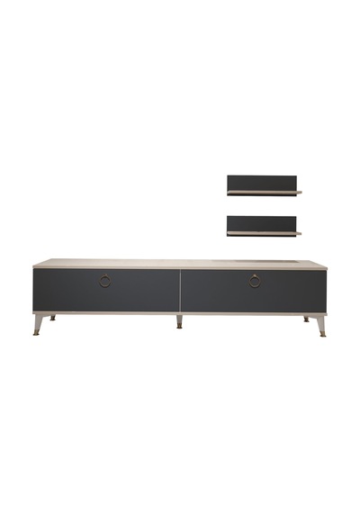 Decoraktiv Eko 4 Mdf Std Gold Tv Ünitesi Tv Sehpası Beyaz - Antrasit
