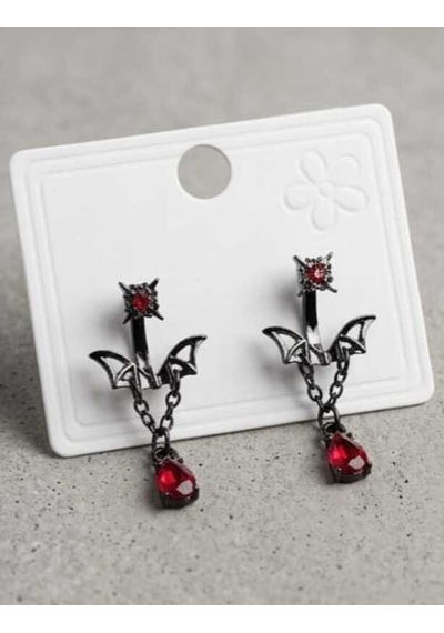Dükkan Design Lowe And Deep Spice Taşlı Yarasa Küpe Antrasit