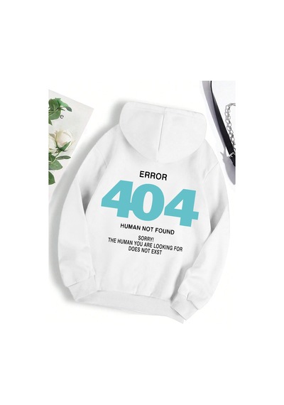 Startmore Startmorehata 404 İnsan Bulunmaz Üzgünüm Kadın Kapşonlu Moda S-xxl Kapüşonlular Polar Yüksek Kaliteli Beyaz
