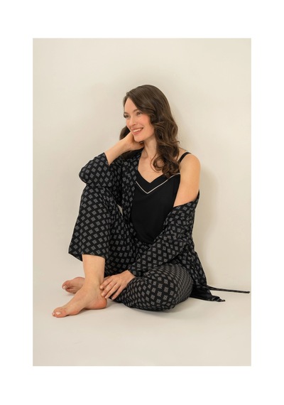 Angbutik Pierre Cardin 9291-s Kadın 3'lü Pijama Takımı Siyah