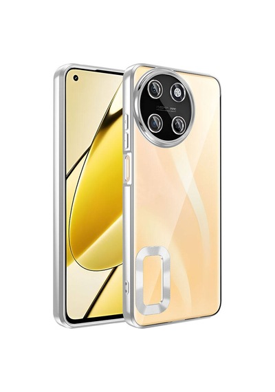 Nourthkiingdom Realme 11 4g Kılıf Kamera Korumalı Logo Gösteren Nrtk Omega Kapak - Gümüş Gümüş