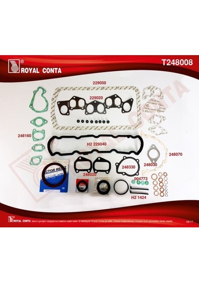 ROYAL 248008 Motor Takım Conta Üst Scudo / Partner Boxer / Berlingo Jumper 1.9D Xud9 Keçelı
