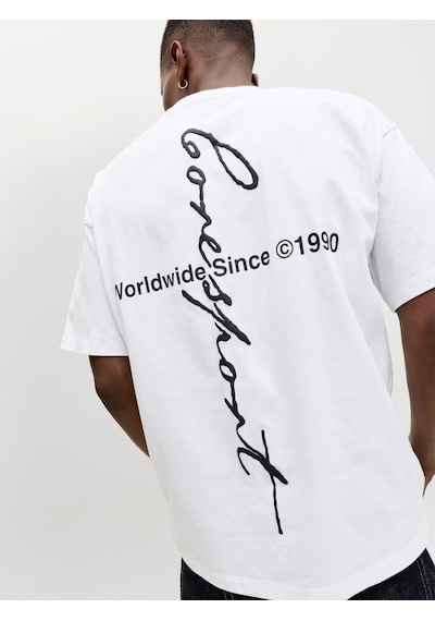 Jack & Jones Dust Script Erkek Beyaz Tişört 12292982-bw Beyaz