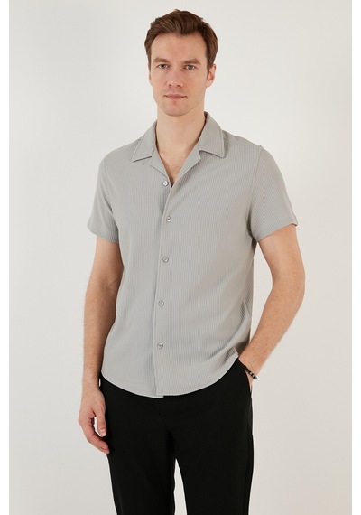 Buratti Pamuk Karışımlı Apaş Yaka Kısa Kollu Regular Fit Erkek Gömlek Cf24S115882 Gri Buratti Pamuk Karışımlı Apaş Yaka Kısa Kollu Regular Fit Erkek Gömlek Cf24S115882 Gri