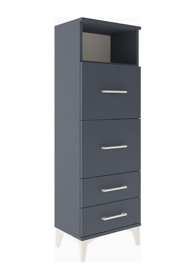 Arges Dolap 2 Raflı 4 Çekmeceli Tek Kapaklı 44x30x134 Antrasit-antrasit Antrasit