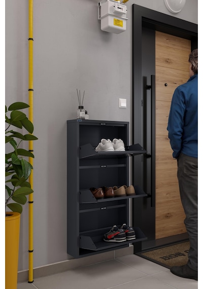 Ceha 3'lü Metal Ayakkabılık - Antrasit/Aynalı K.AYK-3/A/P7024