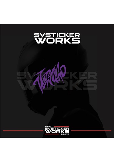 Vertigo Yazılı Kask Sticker Tüm Kasklar Uyumlu Tek Yön 1 Adet Mor