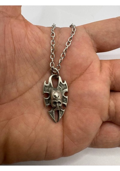 Koruyucu Güç Kuru Kafalı Kalkan Tasarımlı Unisex Kolye - 60 Cm Çok renkli