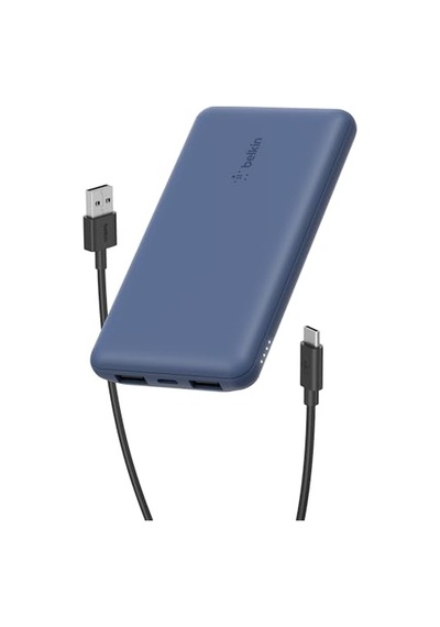 10000 Mah Powerbank, 15w Usb-c & 12w 2xusb-a Girişli, Kompakt Dizayn, Kablo Dahil, Mavi