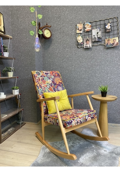 Asedia Trend Naturel Retro Sallanan Sandalye Koltuk
