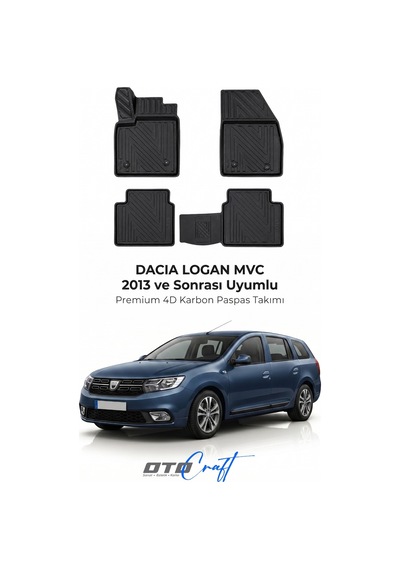 Otocraft Dacia Logan Mvc 2013+ Araca Özel 4d Karbon Oto Paspas Havuzlu Tam Set