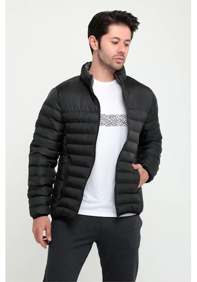 Slazenger Hoas Kışlık Fermuarlı Erkek Şişme Mont Kaban Siyah